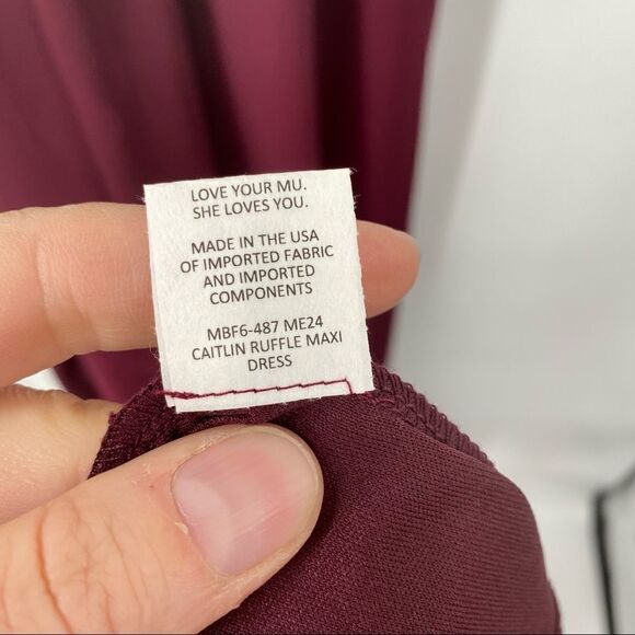 Show Me Your MuMu Caitlin Ruffle Maxi Dress Merlot NWT XS - Picture 10 of 14